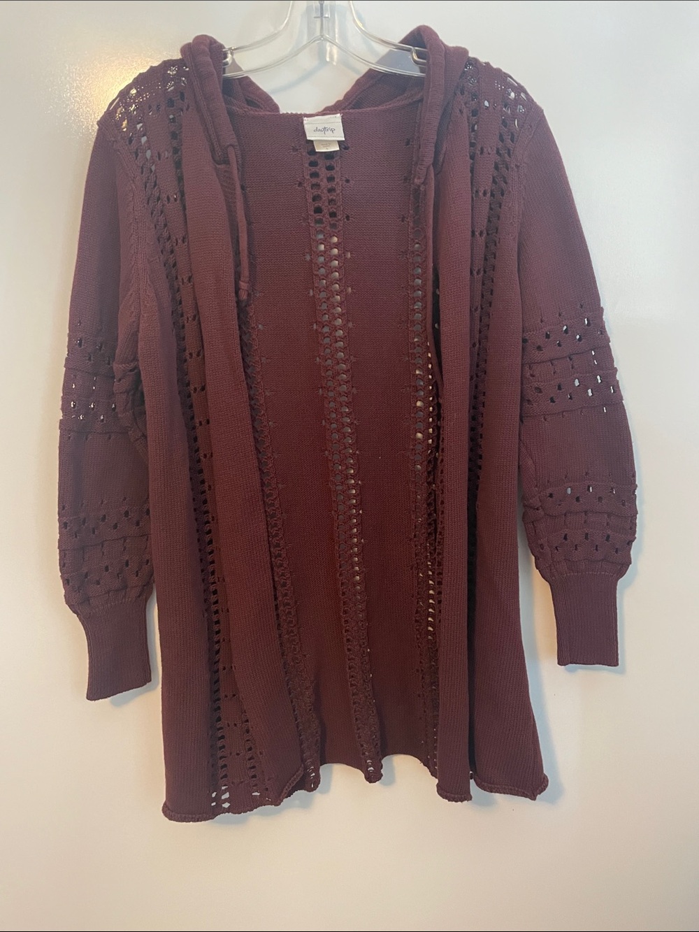 Daytrip Dark Burgundy Cardigan hoodie Size Large